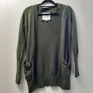Abercrombie & Fitch  Moss Green size XS wool blend Open Front Long Cardigan